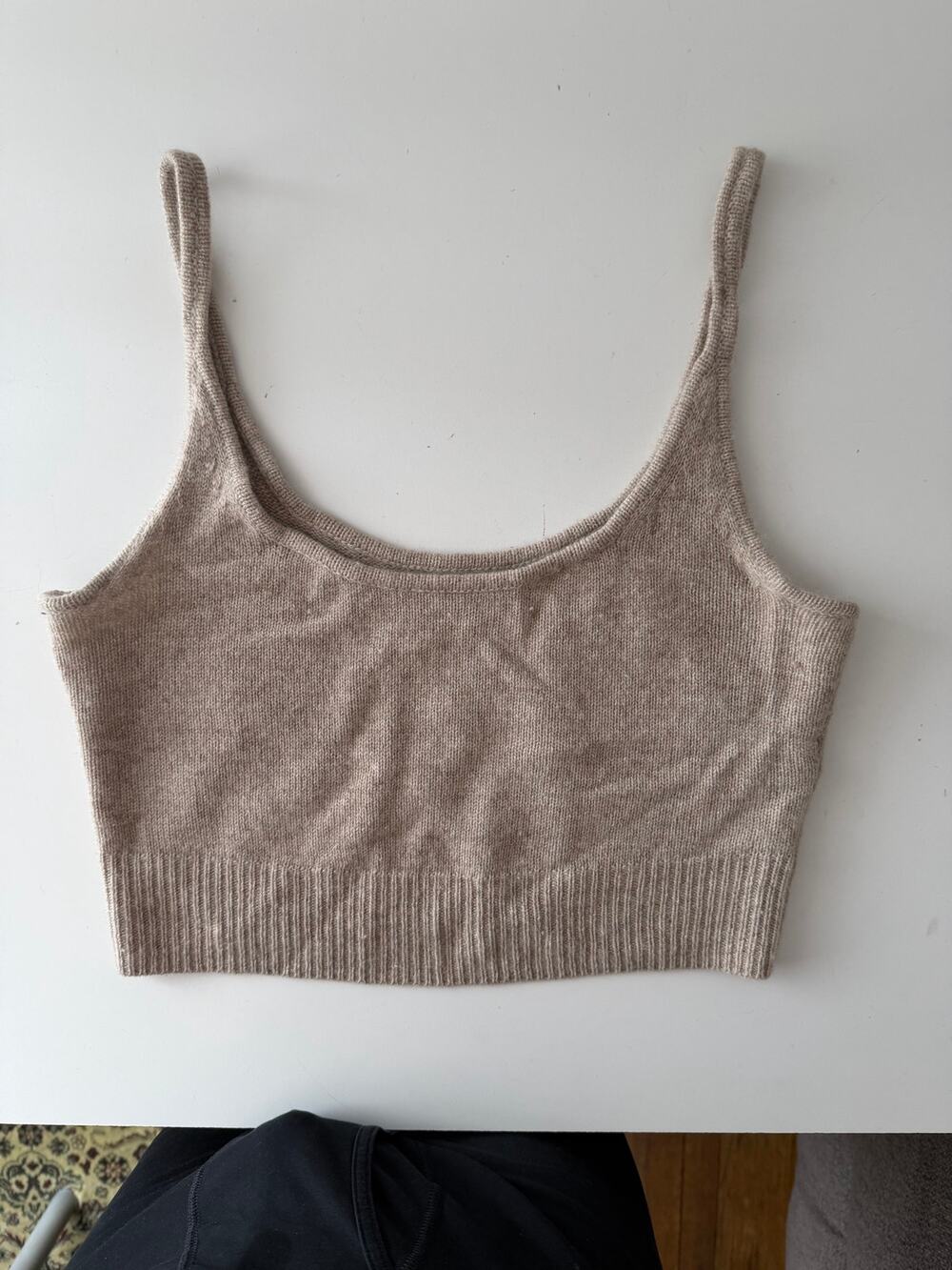 REFORMATION 100% Cashmere Varenne Knit Crop Tank Top Small Heather Oatmeal